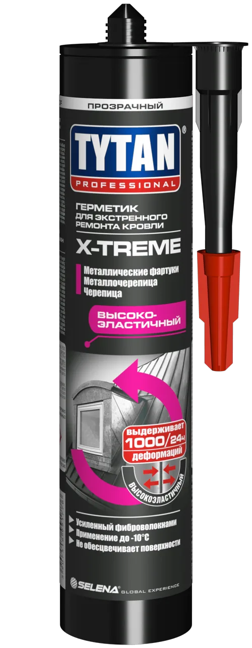 Герметик каучуковый TYTAN Professional X-treme для экстренного ремонта кровли прозрачный 310мл