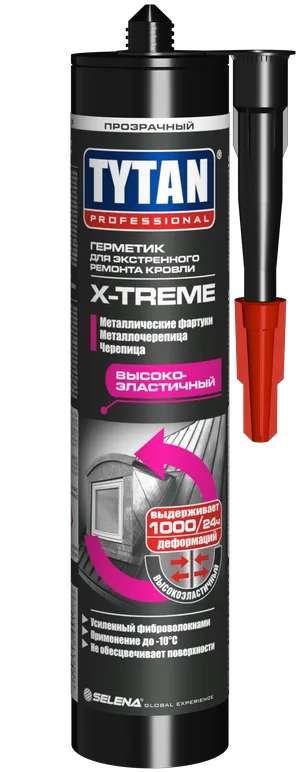 Герметик каучуковый TYTAN Professional X-treme для экстренного ремонта кровли прозрачный 310мл