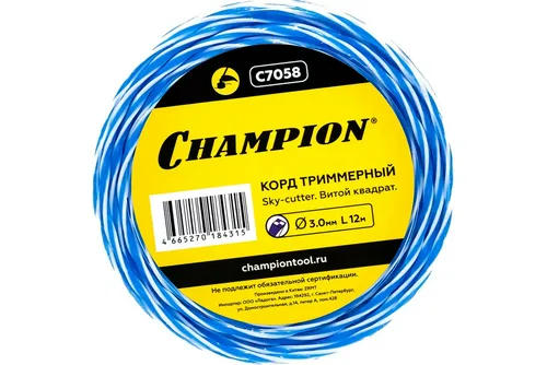 Леска триммерная CHAMPION  Sky-cutter 3.0мм х 12м (витой квадрат)