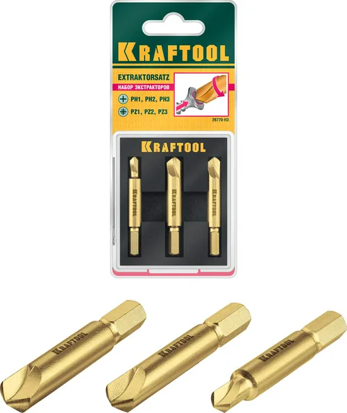 Экстрактор KRAFTOOL  поврежд крепежа, 3шт