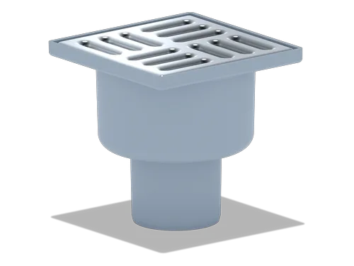 Трап вертикальный АНИ пласт с решеткой из нержавеющей стали 100х100, выпуск 50мм, TA5202