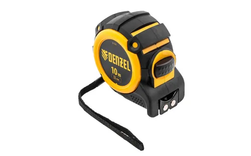 Рулетка Denzel, 10м х 32мм, автоматич. фиксац., нейлон. покрытие, магнит. зацеп, двухстор. разметка