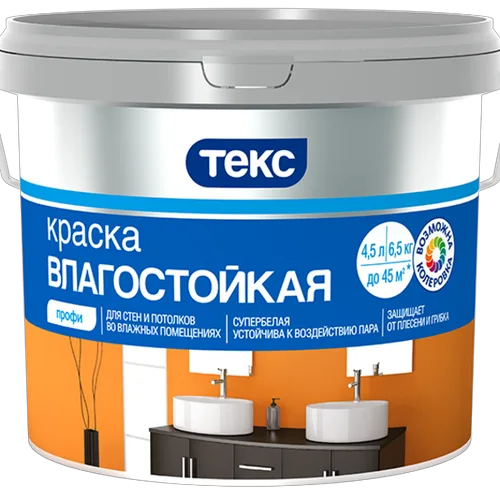 Краска ВД ТЕКС Профи, супербел, влагостойк, 9 л/13кг