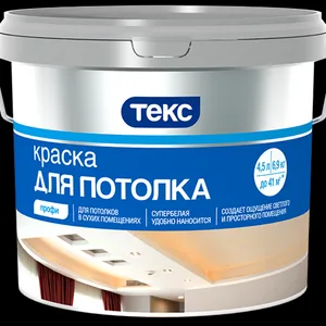 Краска ВД ТЕКС Профи, супербел, для потолков, 9,0л/14кг