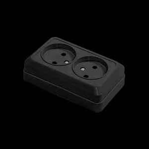 Розетка BOLLETO 2-ая накладная черная 7102B IN HOME