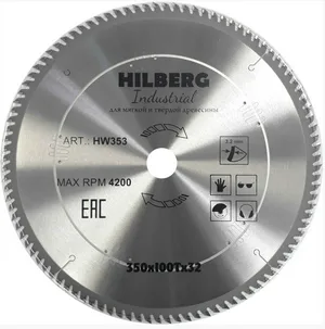 Диск пильный по дереву Hilberg Industrial HW353 350*32*100Т
