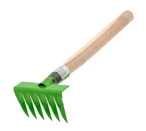 Мини-грабли СИБРТЕХ АГРОНОМ стальные, дер. рукоятка, 6-зубые, 120х390мм.