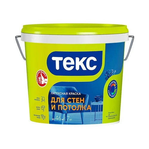 Краска ВД ТЕКС Универсал, для стен и потолка, 7,0кг