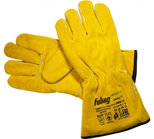 Краги сварщика спилковые FUBAG FWGK 10 Y с кевларовой нитью, желтые