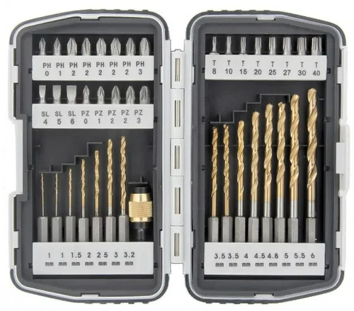 Набор бит и сверл Matrix магнитный адаптер, CrV, пластиковый кейс, 40 предметов.