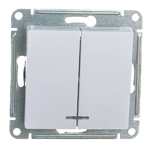 Выключатель AtlasDesign 2 кл с подсветкой, 10АХ, механизм, БЕЛЫЙ, SE