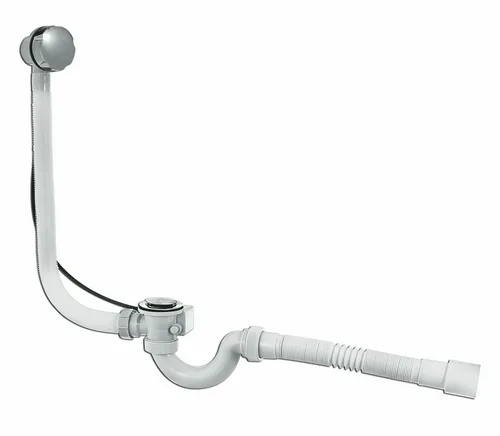 Сифон "МИНИ Элит" для ванн с нерж чашками, гофротрубой Ø40/50, перелив 70 см, полуавтомат