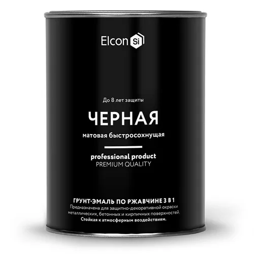 Грунт-эмаль Elcon по ржавчине черная матовая 0,8кг 