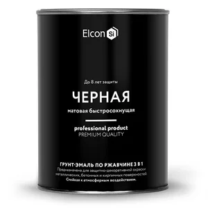 Грунт-эмаль Elcon по ржавчине черная матовая 0,8кг 