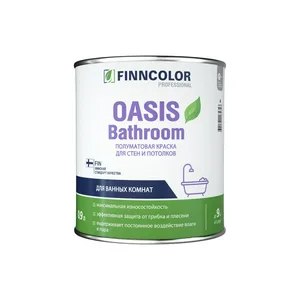 Краска ВД FINNCOLOR OASIS BATHROOM А,стойкая к мытью краска для влажных помещений  п/матовая, 0,9л