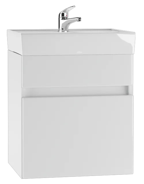 Тумба Енисей 50 Классик с одним ящиком, подвесная + Раковина Фостер 50 АЙСБЕРГ