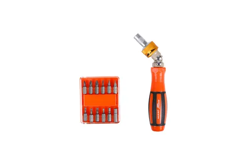 Отвертка-держатель бит реврсивно-рычажная Кратон Complect 12 в 1