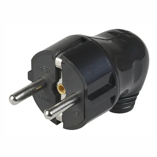 Вилка Универсал А0105 16А, 220/250В, угловая, черная, с заземл.