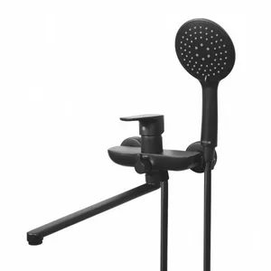 Смеситель GROSS AQUA Evo Matt Black 7121297MB-35F д/ванны с дл. изливом 350 мм, встр. дивертор, хром 