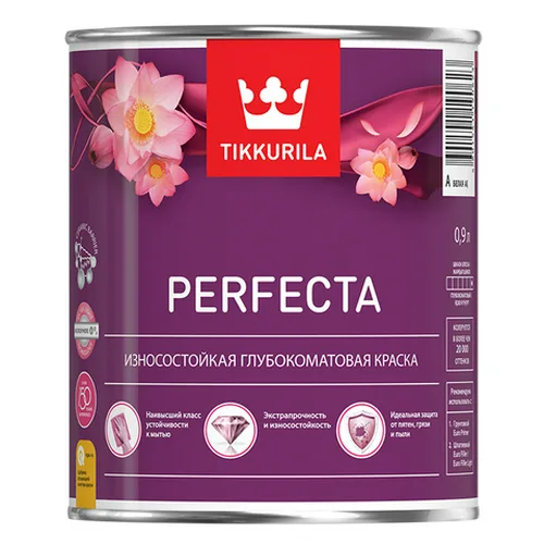 Краска ВД TIKKURILA PERFECTA, глубоко матовая, база А, 2,7 л