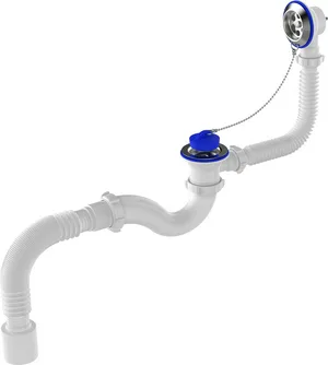 Сифон Aquant для ванны 1 1/2"х40 прямоточный с метал. решеткой с переливом с гофротрубой 40х50