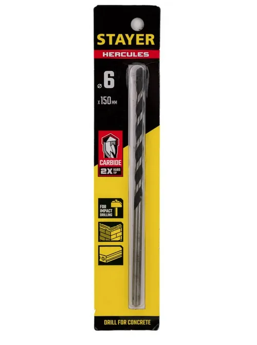 Сверло по бетону STAYER Hercules, 6 x 150 мм