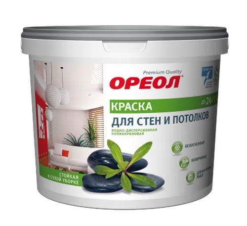 Краска ВД Ореол, белоснеж, для стен и потолков, 13кг