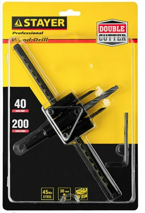 Сверло по дереву STAYER Балеринка, d 40-200 мм, двурезцовое, регулируемое