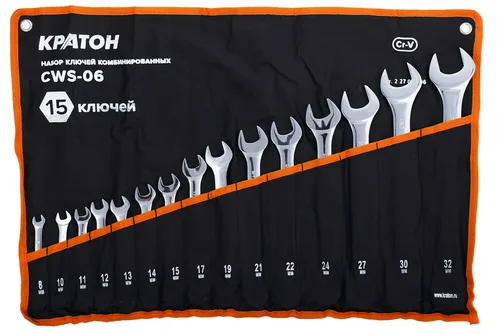 Набор ключей комбинированных Кратон CWS-06 15 пр.