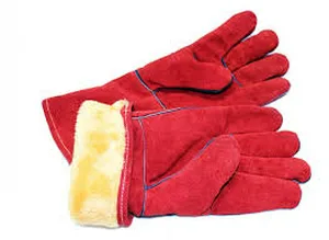 Краги сварщика спилковые, пятипалые, утепленные с иск. мехом, красные RX4006