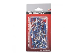 Заклепка MATRIX, вытяжная, 4,0 х 10 мм RAL 5005 (синий), 50 шт