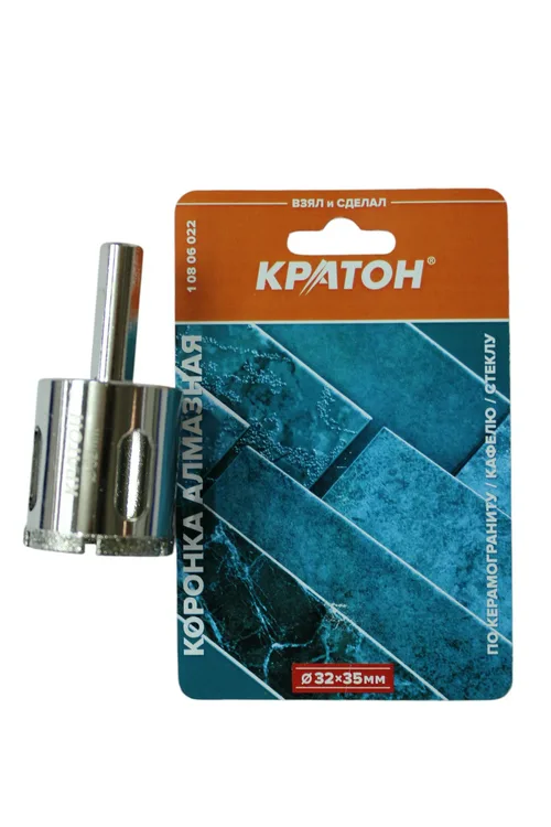 Коронка алмазная по керамограниту (в сборе) Кратон Ø32х35 мм