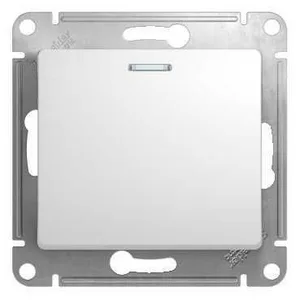 Выключатель GLOSSA 1 кл с подсветкой, 10АХ, механизм БЕЛЫЙ