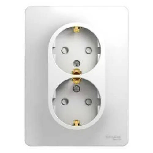 Розетка GLOSSA двойная, с/з, 16А, в сборе, БЕЛЫЙ