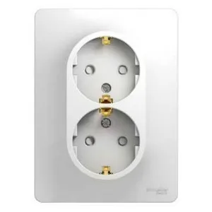 Розетка GLOSSA двойная, с/з, 16А, в сборе, БЕЛЫЙ