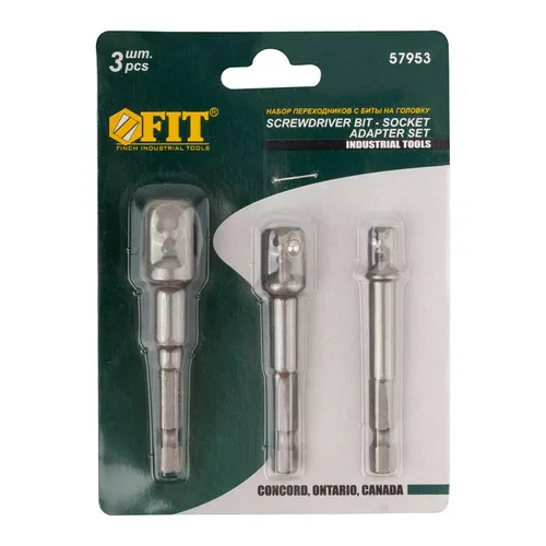 Адаптер FIT под головки с хвостовика под биты,  CrV, набор 3шт