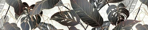 Панель интерьерная ПВХ пластик лак 3000*600мм Листья в графике