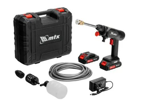 Мойка высокого давления MTX  А-21-02,  40 бар, 240 л/ч, аккумуляторная. ЗУ 2*АКБ  Li-Ion 21 В, 2 А·ч