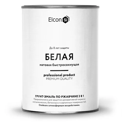 Грунт-эмаль Elcon по ржавчине белая матовая 0,8кг 