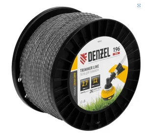 Леска триммерная двухкомпонентная Denzel 2,7х196 м, 1м, витой квадрат (бухта 196 м.)