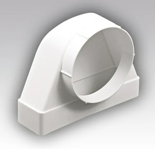 Соединитель угловой 90град пластик плоского воздуховода с фланцевыми воздухораспр 60х204/D125 ЭРА