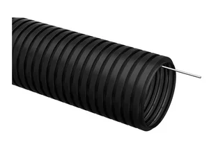 Труба ПВХ гофрир, с протяжкой, 20мм IEK (бухта 100 м), черная