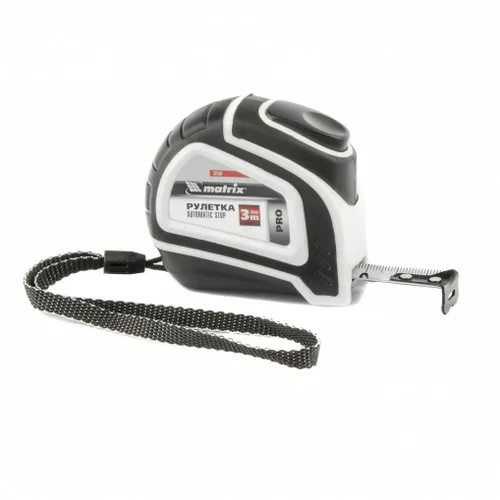Рулетка Matrix PRO Autostop, 3 м х 16 мм, двухкомпонентный корпус, автоматическая фиксация