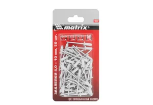 Заклепка MATRIX, вытяжная, 4,0 х 10 мм RAL 9003 (сигнально-белый), 50 шт