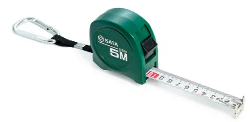 Рулетка Sata 5 м с двойной шкалой и карабином