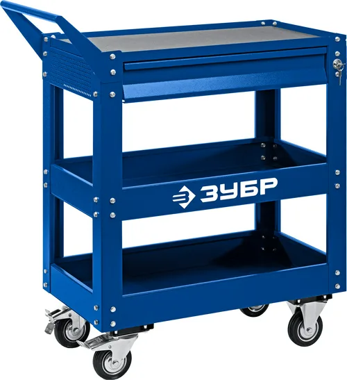 Тележка ЗУБР ПРОФЕССИОНАЛ, 820 х 405 х 955 мм, с выдвижным ящиком + 2 полки