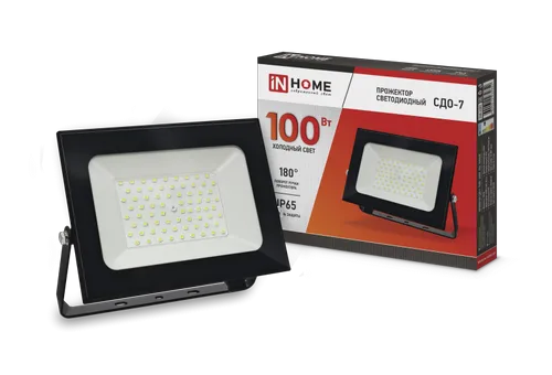 Прожектор светодиодный IN HOME СДО-7 100Вт 230В 6500К IP65 черный