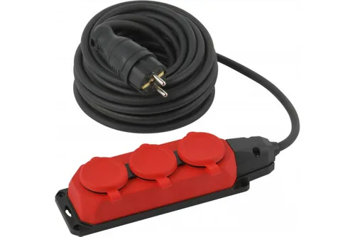 Удлинитель силовой ЭРА UK-3e-3x1,5-5m-IP44(KG) с заземлением 3 розетки каучук 5м КГ 3х1,5мм2 IP44