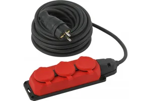 Удлинитель силовой ЭРА UK-3e-3x1,5-5m-IP44(KG) с заземлением 3 розетки каучук 5м КГ 3х1,5мм2 IP44