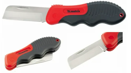 Нож MATRIX, электрика, складной, прямое лезвие, эргономич двухкомп ручка